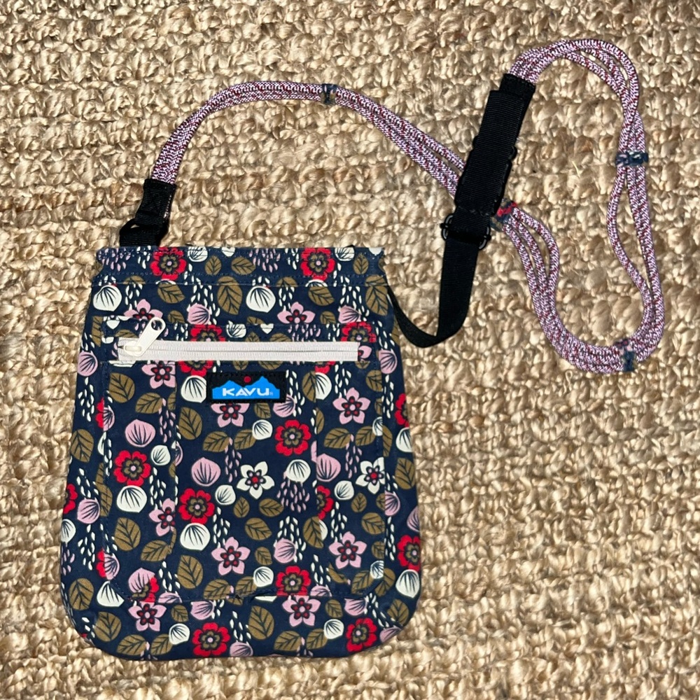 Kavu Red and Pink Crossbody Bag Floral Design